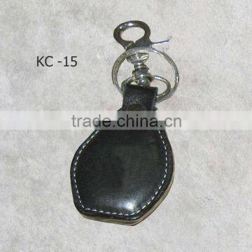 Black simple key leather fob for key rings