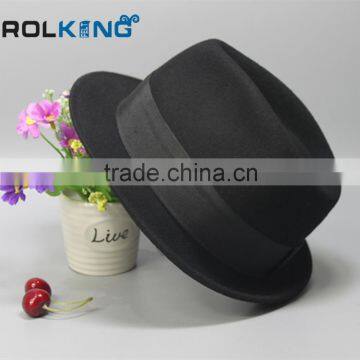 Popular Mens Black Wool Felt Fedora Hat photo-3