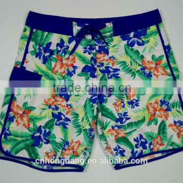 oriental style fresh flower print fabric for men's beachshorts goods in stock