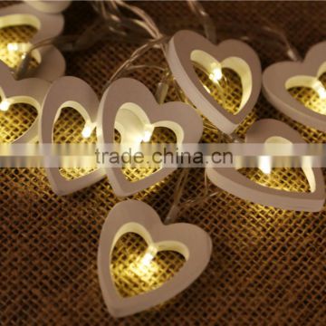 Wedding decoration Light LED White Wooden Heart String Light