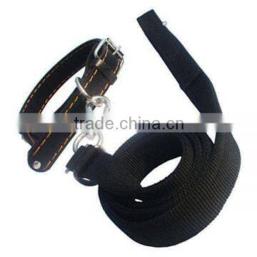 Dark strong big pet dog collar&leash for owner's training