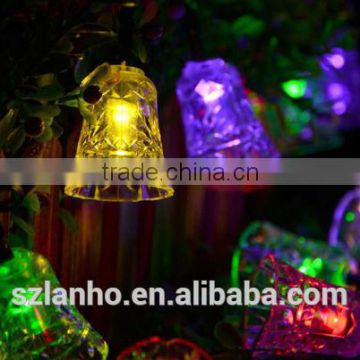 2016 new popular Waterproof 20 LED XMAS Bells Solar powered String Fairy Flash Light for Christmas Garden Tree Decor