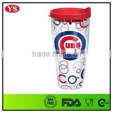 24 ounce double wall plastic tumbler mug with photo card insert for cold liquild