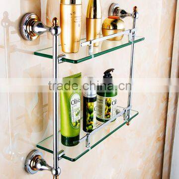 80900 Bathroom Shelf Towels for Bathroom Double Glass Shelf Hotel Use Toilet Accessories