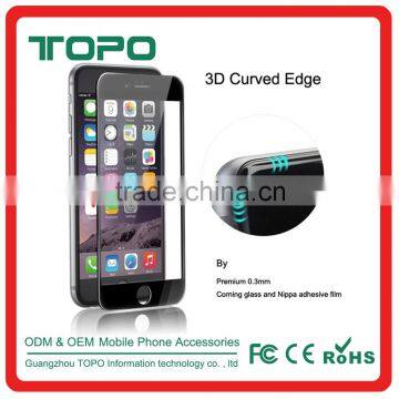2016 New Arrival Full cover 3D Arc edge curved tempered glass screen protector for iphone 6 6s plus
