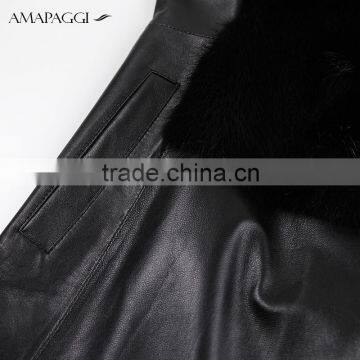 China Custom Women Black Leather Vest With Fur photo-6