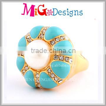 Wholesale OEM New Gold Plated Exaggerate Ring With Blue Stone