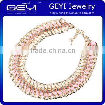 2014 wholesale chunky European factory price statement fashion necklace Eclectic Woven Chain Necklace