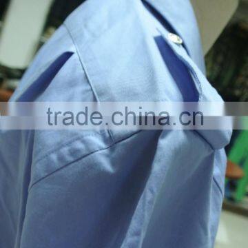 Cotton Polyester Sky Blue Arrow Short Sleeve Men Military Shirts photo-4