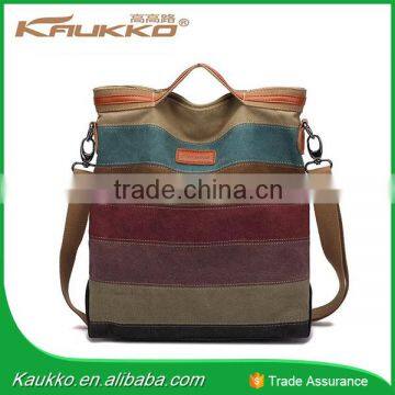 Women Multi Color Canvas Striped Cross Body Bags Fashion Satchel Bags Top Quality College Canvas Tote Handbags photo-2