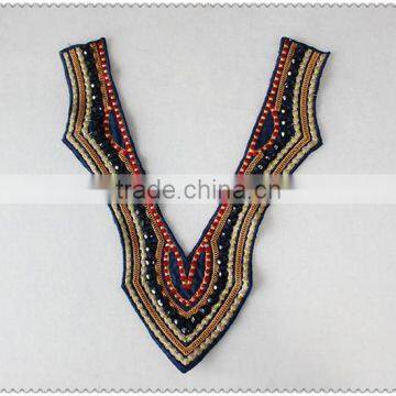 Customized Embroidery Ladies Garment Collar, Black Acrylic Beaded Necklace, Colourful Embroidery Collar for Garment photo-4