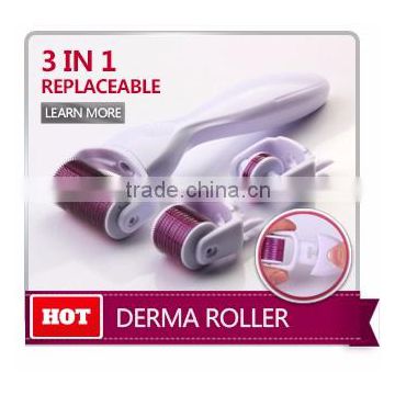 Newest design low price 3 in 1derma roller 180/600/1200 needles with three separated rollers