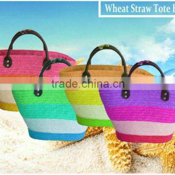 Wheat Straw Tote Bag For Lady