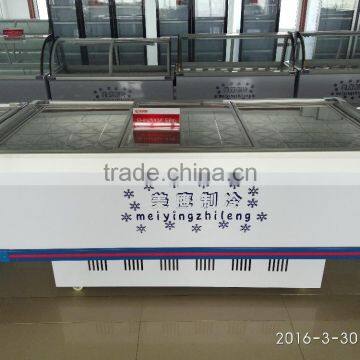 2016 High Quality Commercial Glass Top 568L/618L/818L Meat Freezer Seafood Display Freezer for Supermarket Fish Display Cabinet photo-3
