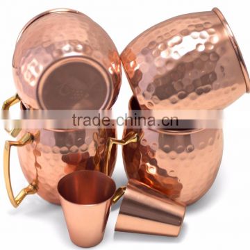 Set of 4 Mug Solid Pure Copper Moscow Mule Mugs With Hammered With the Capacity of 16oz