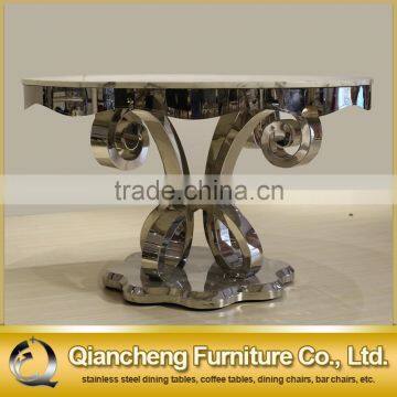 Foshan Furniture Market Round Dining Table Marble From India Stainless Tables Furniture photo-4