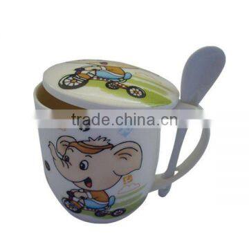 Porcelain elephant pattern mug with spoon set