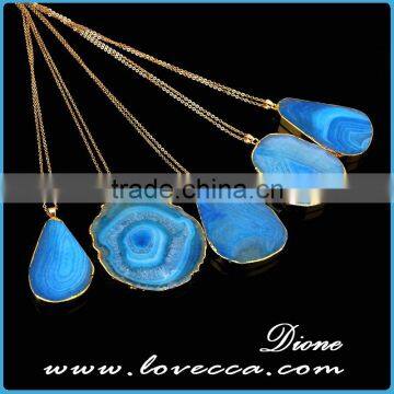 Irregular Shaped Natural Gemstone Necklace Raw Agate Druzy Stone Necklace photo-5