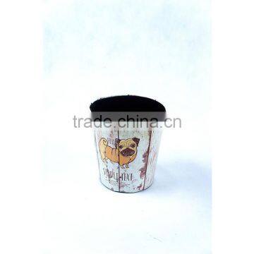 Cute Dog Print Waste Bin Faux Leather Trash Can For Home/Office/Hotel photo-3