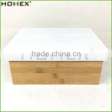Bamboo Storage Box With White Lid Homex BSCI/Factory