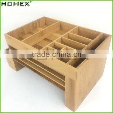 Bamboo Office Supplies Organizer Caddy File Holder Homex-BSCI Factory