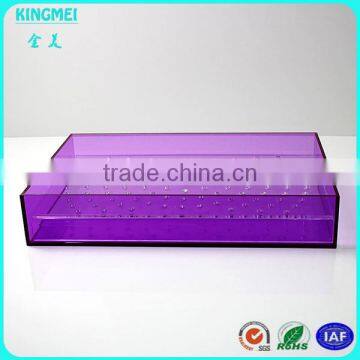 Chinese Manufacture Custom Made Purple Cube Plastic Acrylic Tea Serving Tray