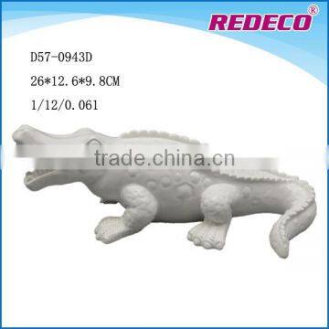 White Ceramic Crocodile Sculpture For Sale