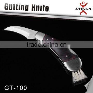 High Quality Folding Mushrooms Knife Wooden Handle With Brush Outdoor Survival Hand Tools GT-100