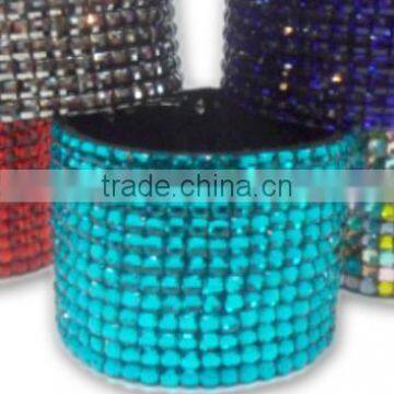 Acrylic Gem Rhinestone Bracelet With Zinc Alloy Locking Part, Hot Sale Gift Leather With Crystal Gem Decoration photo-4