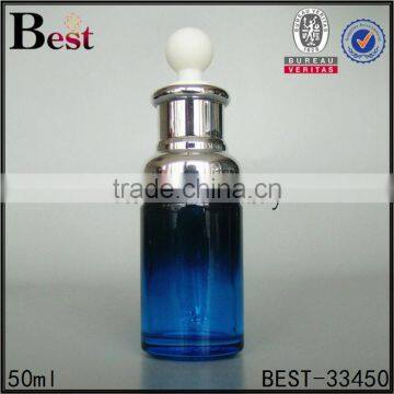 China New Products Fancy Gradual Yellow Cosmetic Perfume Glass Bottle 50ml Silver Aluminum Dropper Bottle Glass photo-4