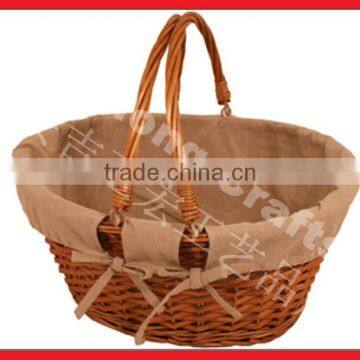 Small Split Willow Shopping Basket With Handles photo-2