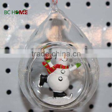 2015 resin snow man christmas glass ball with snow