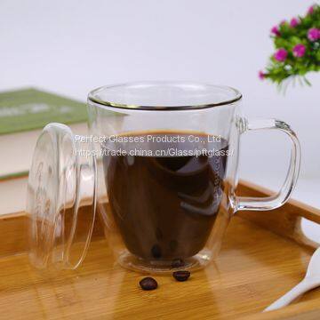 Customized Logo Glass Mugs Coffee Mugs 400ML Double Wall Milk Cup Juice Cup photo-2