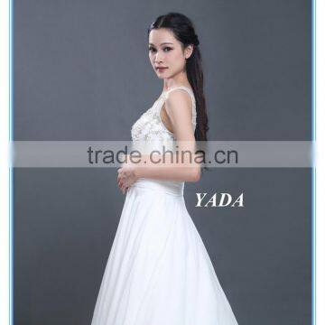 Holy Chiffon V Neck Hand Beaded Long Train A Line Bridal Wedding Dress For Wedding photo-5