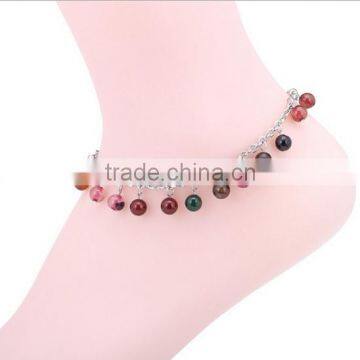 Colorful indian agate charm anklet diy handmade indian agate anklet jewelry for party