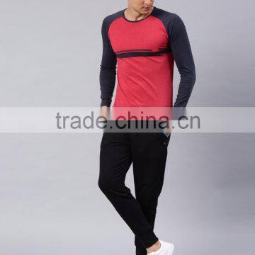 Men Red Navy Blue T-Shirt Custom Color Round Neck Long Raglan Sleeves Bodybuilding Tee 60% Cotton 40% Polyester Material photo-5