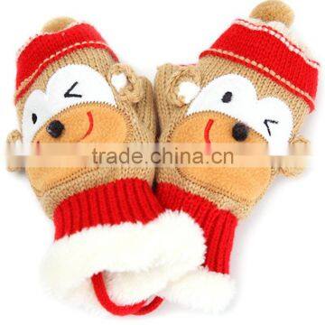 TC13005 Cheap Cute Fashion Winter Warm Baby Mitten Knitted Animal Pattern Kids Gloves With String photo-4
