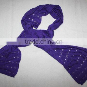 100% cashmere ladies jacquard knitted scarf with hole