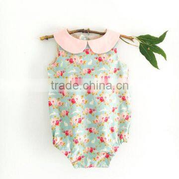 Newborn Baby Cotton Frocks Designs Clothes Infant Floral Patterns Vintage Bodysuit Toddler Girls Romper With Peter Pan Collar