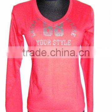 ladys sweatshirt fleece v- neck sweater