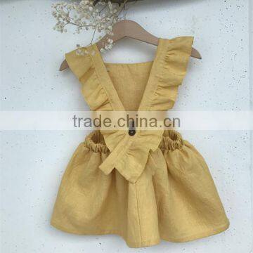 Back Opening Dresses For Girls Cotton Linen Party Supply Baby Dress photo-2