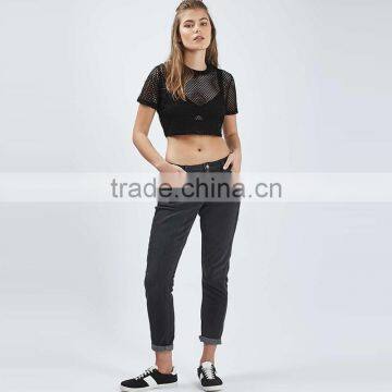 Fashion Design Women Mesh Crop Top Summer Short Sleeve Sexy Top Woman photo-2