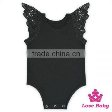 Solid White Color Baby Romper Infant Shoulder Lace Trim Sleeveless Romper Clothes Knit Cotton Baby Romper Pearl Top