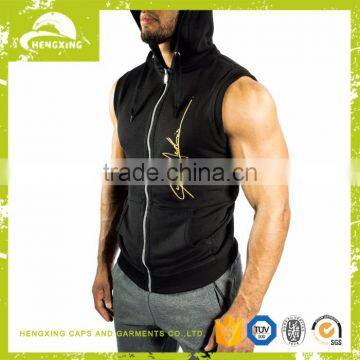 SLEEVELESS ZIP HOODIE,cheap Sleeveless Workout Hoodies,blank Mens Sleeveless Hoodie, photo-4