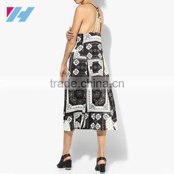 YIHAO New Fashion Apparel Women Bandana Printed Slip Dress Backless Spaghetti Strap Sexy Midi Dress photo-2