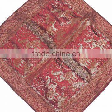 Elephant Maroon Zari Brocade Cushion Cover - Beautiful Stylish Decorative Euro Sham 26" photo-2