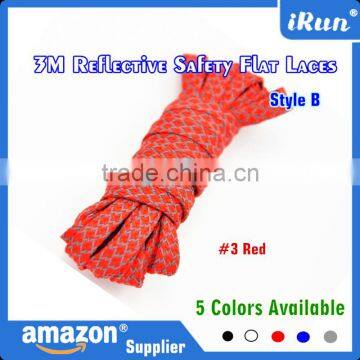 Flat Visibility Shoe Laces Reflective Shoelaces Running Cycling Safty Shoestring - Runners Flat Double Sides Reflective Lace photo-2