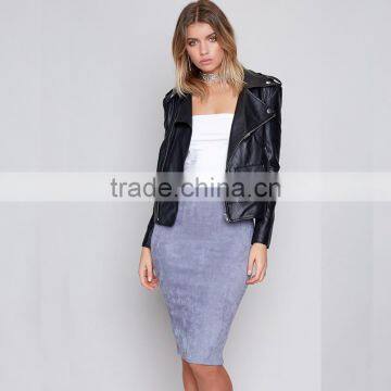 Lavender New Color Midi Suede Pencil Skirt Nice Fit Modern Simple Ladies Wear photo-5