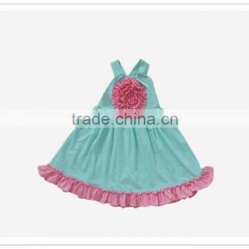 2017 Summer Baby Girls Boutique Clothing Wholesale Children Clothes Party Dress Flower in the Chest