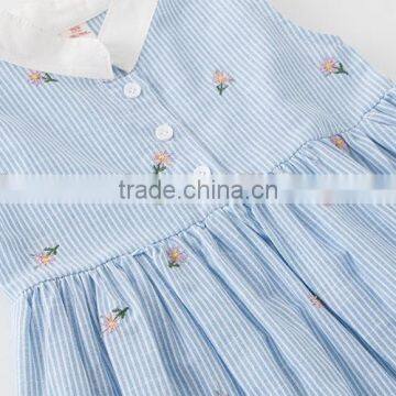 Modern Summer Exquisite Embroidery Baby Girl Sleeveless Stripe Vest Dress photo-2